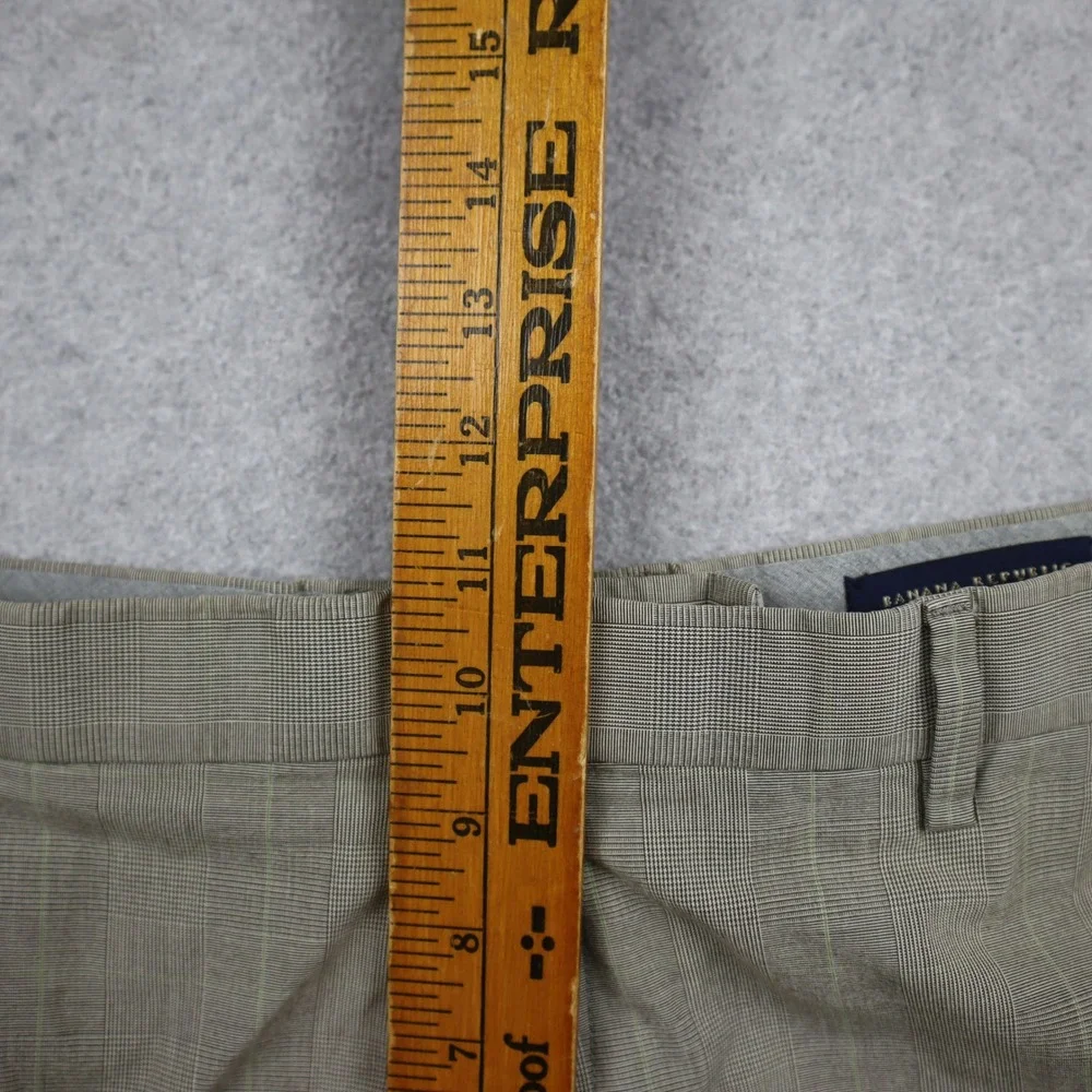 Banana Republic Pants Mens 34 Classic Fit Glen Plaid Tan Khaki Dress Trousers